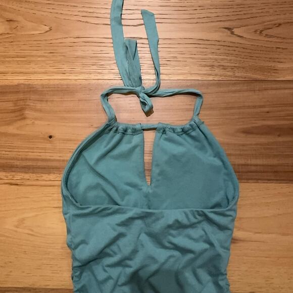 Victoria's Secret Tops - Victoria's Secret Bra Top Camisole Sz XS Green Halter Ruched Jersey Shelf Bra